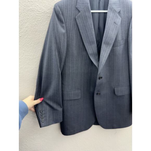 Anderson Little Mens Suit Coat Size Unknown Gray Pinstripe Two Button Up - Picture 2 of 13